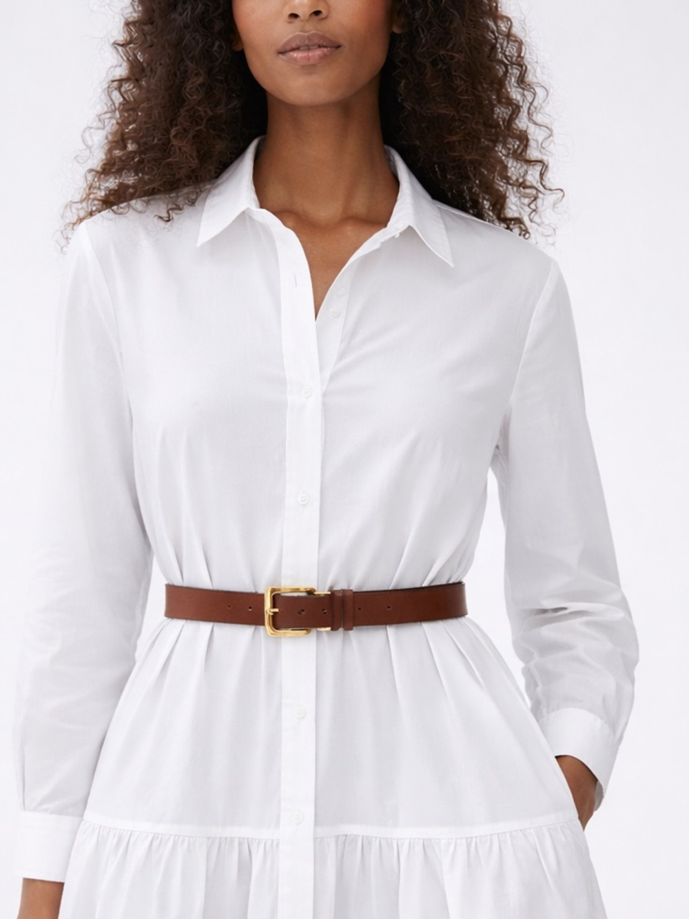 Kobi Halperin White Shirt Dress XXL Hidden Placket Pocket Midi